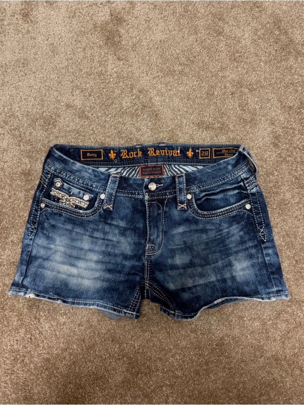 Rock Revival Betty Distressed Dark Blue Denim Shorts